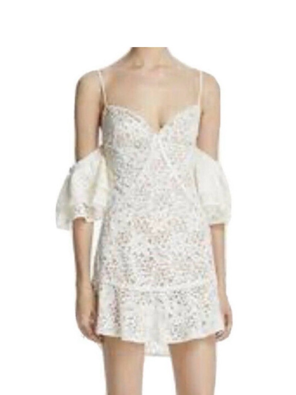 For Love & Lemons White Lace Off-Shoulder Mini Dress